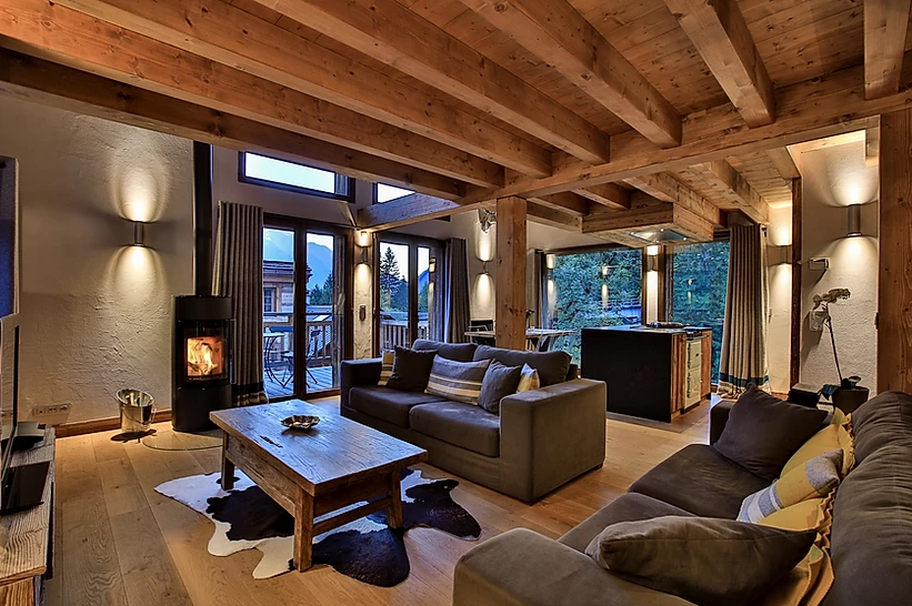 Chamonix Luxury Rental Chalet Coraudin Living Room
