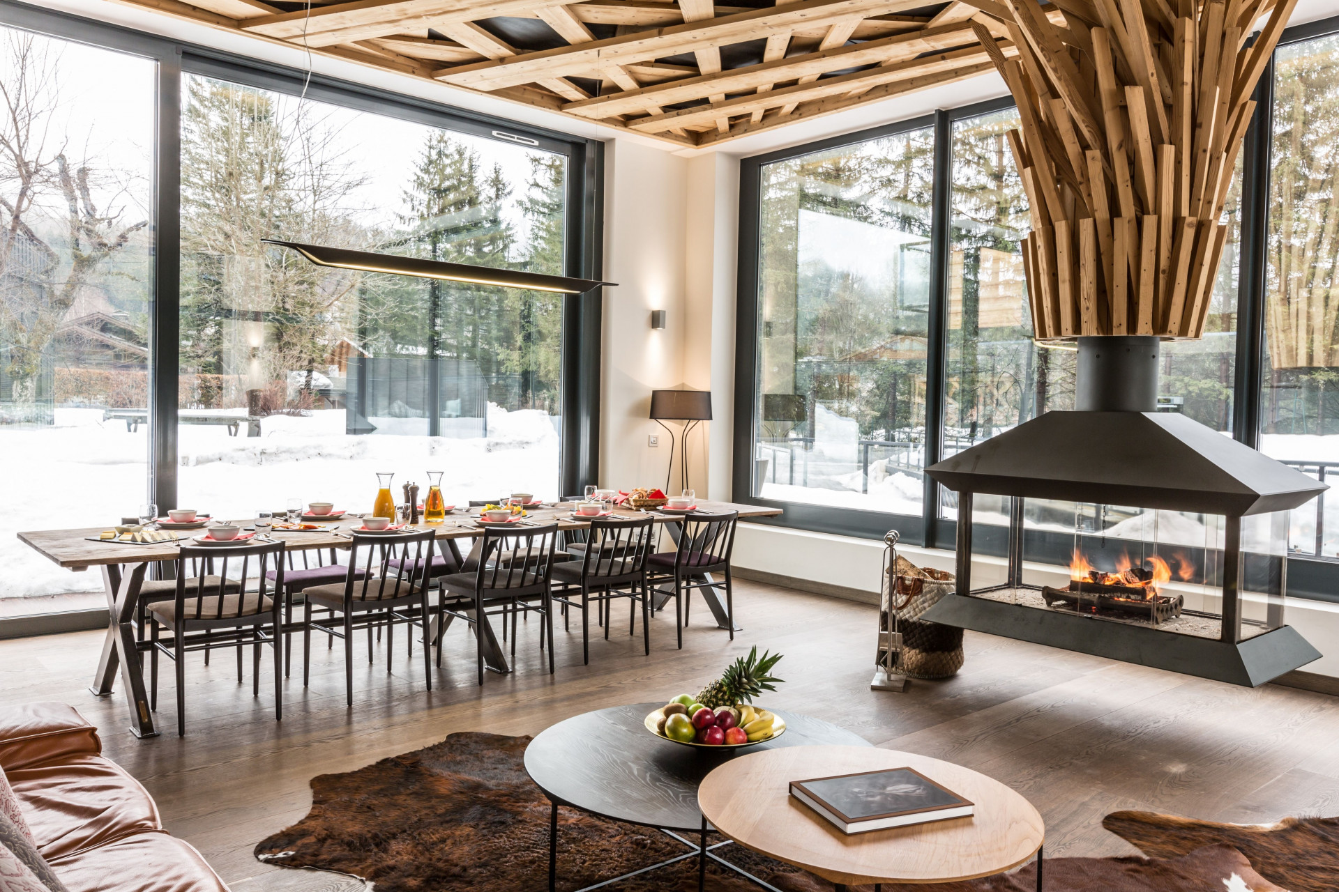 Chamonix Location Chalet Luxe Pitch Agate Cheminée 