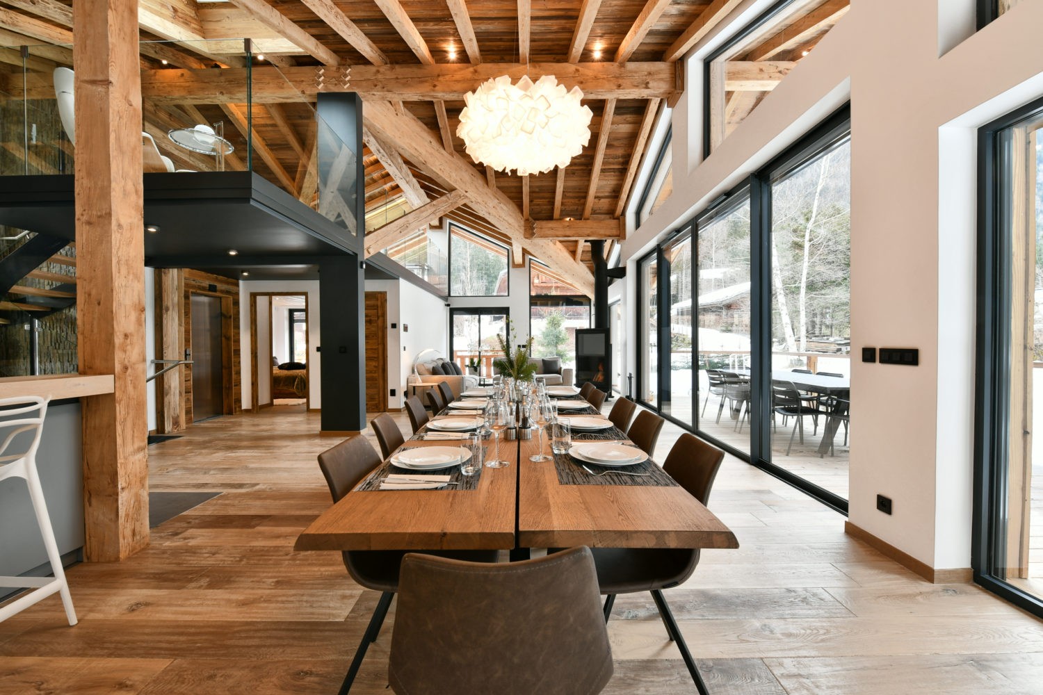 Chamonix Mont Blanc Rental Chalet Luxury Paradamete Dining Room