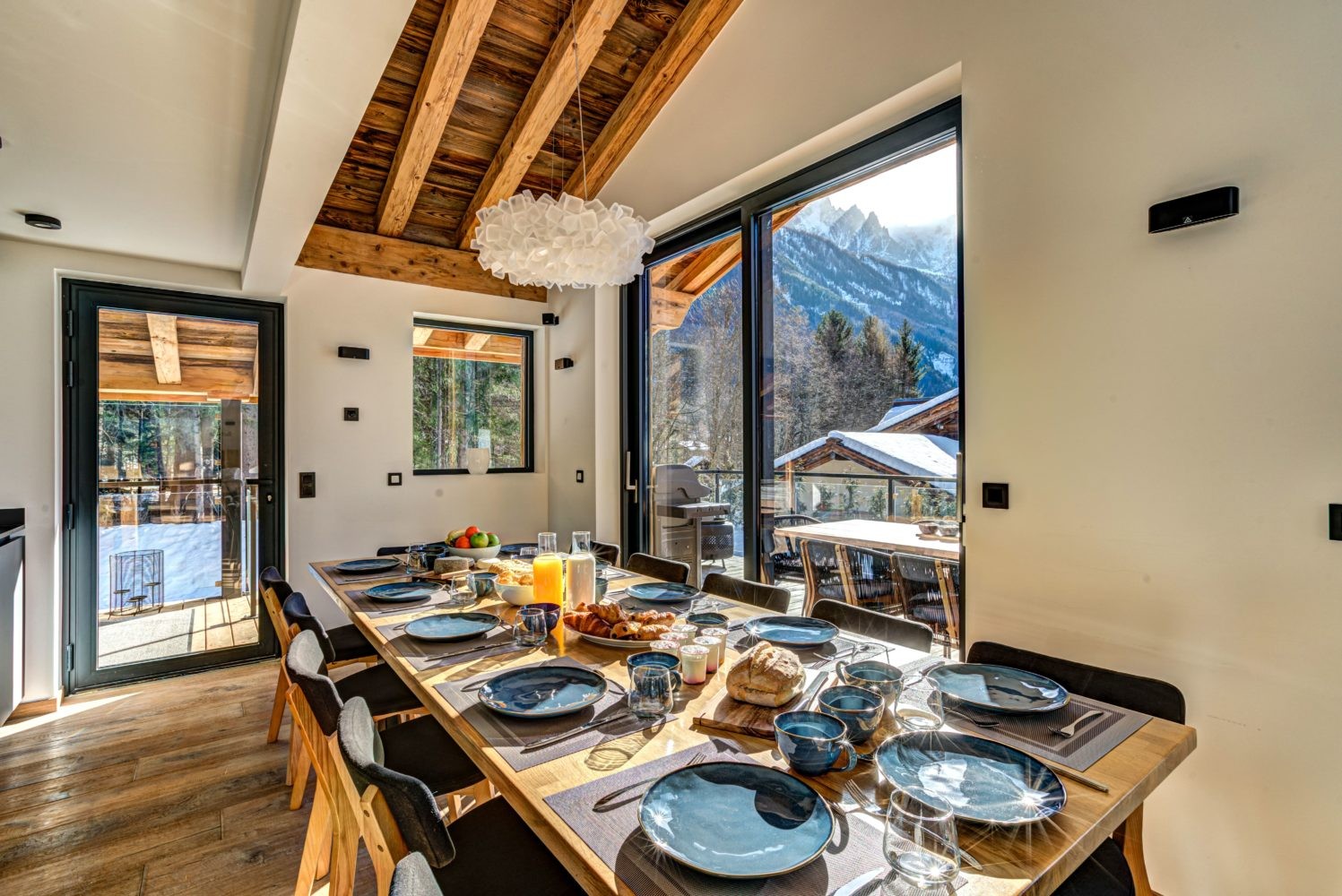 Chamonix Mont Blanc Rental Chalet Luxury Paradamote Dining Room