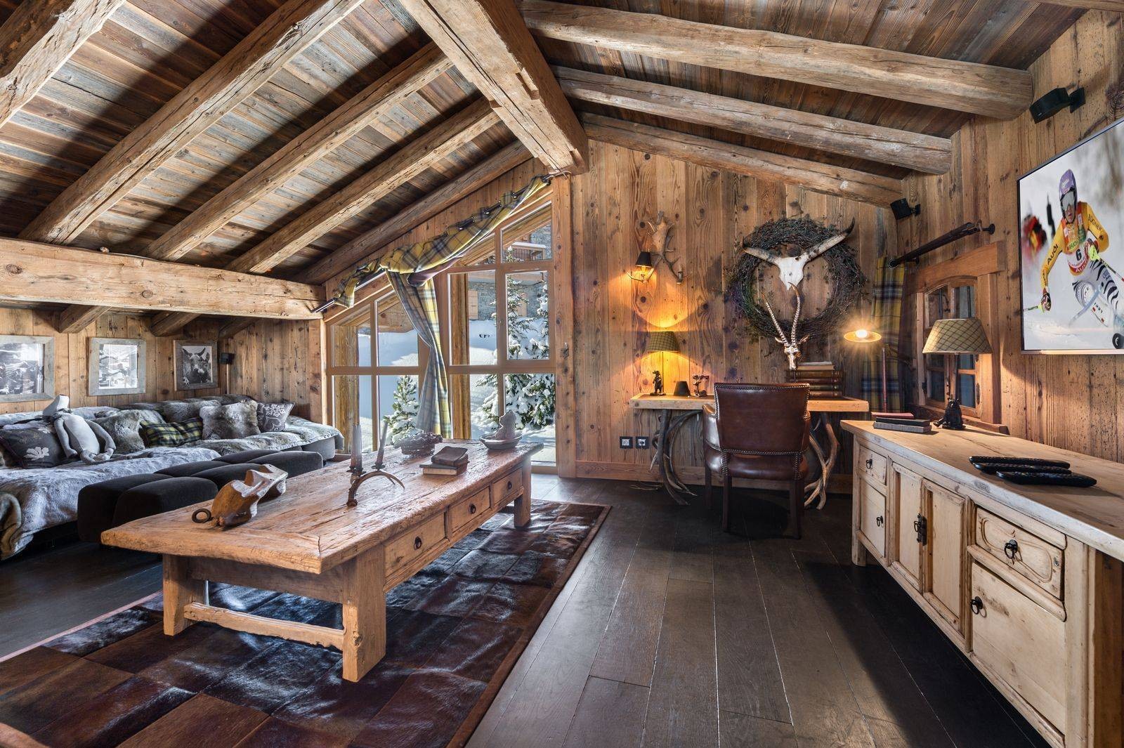 Courchevel 1550 Luxury Rental Chalet Niobite Living Room