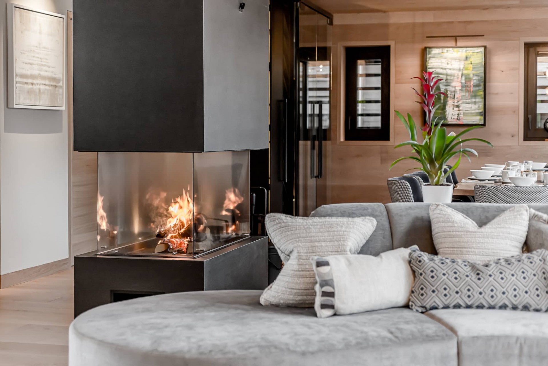 Courchevel 1650 Luxury Rental Chalet Elana Fireplace