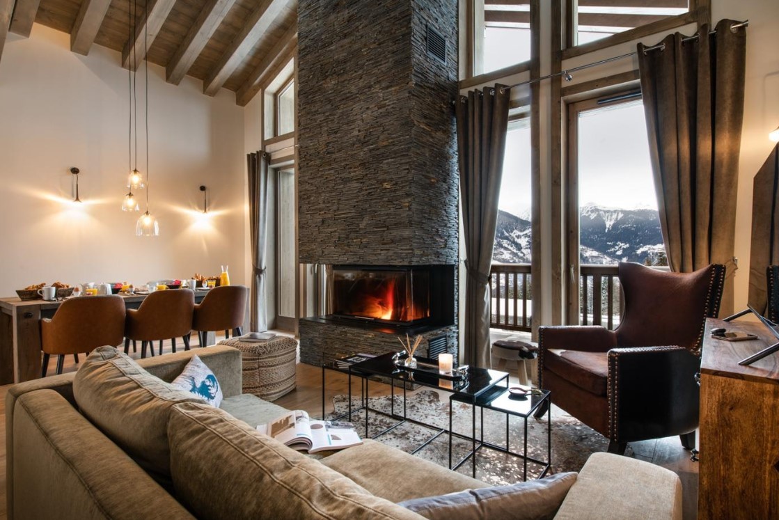 La Tania Luxury Rental Chalet Alta Living Room 3