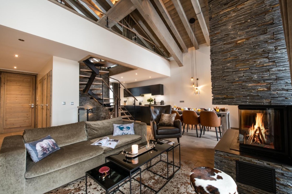 La Tania Luxury Rental Chalet Alta Living Room 4