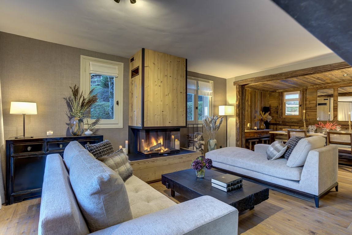 Location Chalet Luxe Megève Chadeu Salon