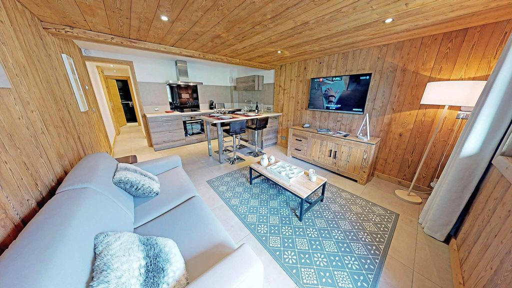 Meribel Location Appartement Luxe Melelot Salon Tv 