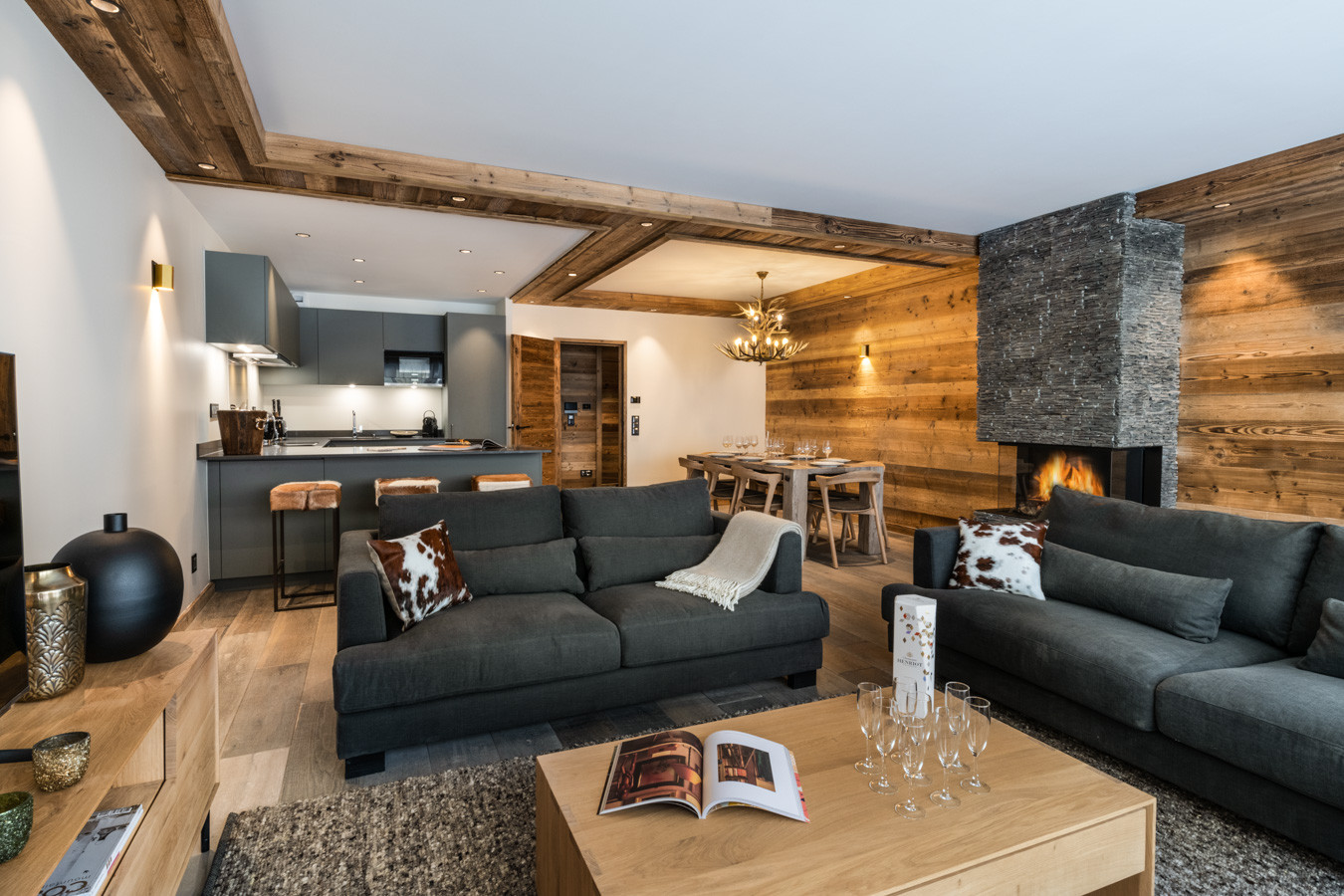 Val D'isère Location Appartement Dans Résidence Luxe Valoge Salon 