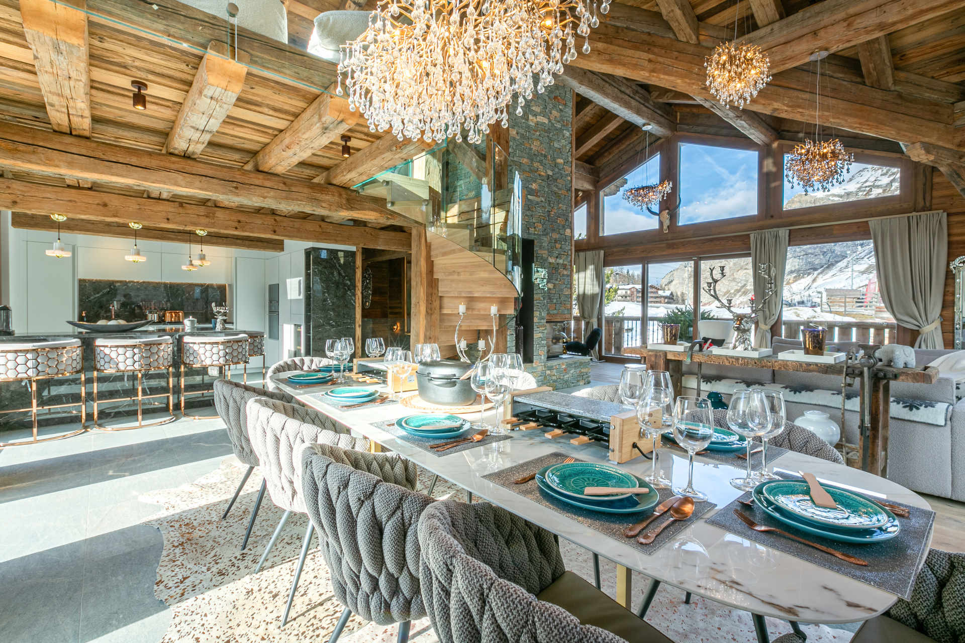 Val D'isère Location Chalet Luxe Valin Salle A Manger 