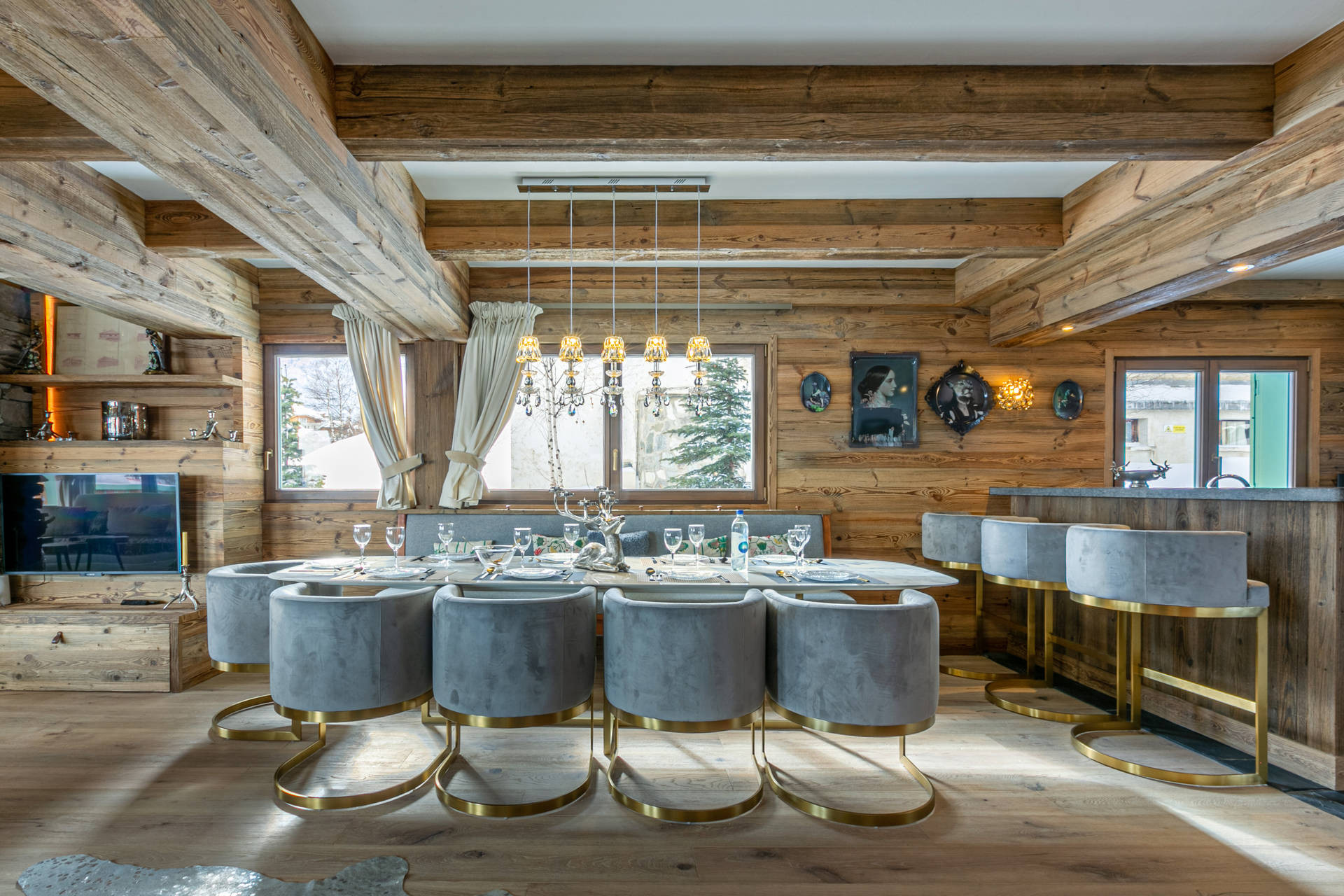 Val D'Isère Location Chalet Luxe Voline Salle a Manger