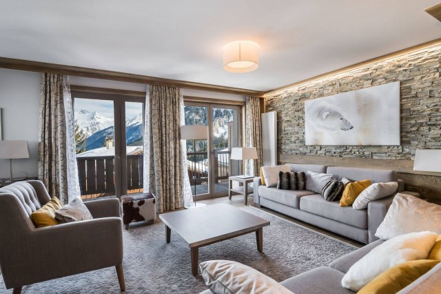 Courchevel 1550 Luxury Rental Appartment Telomite Living Room