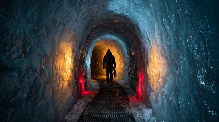 Grotte de Glace des Deux Alpes : 3400m, 30m de glace, sculptures