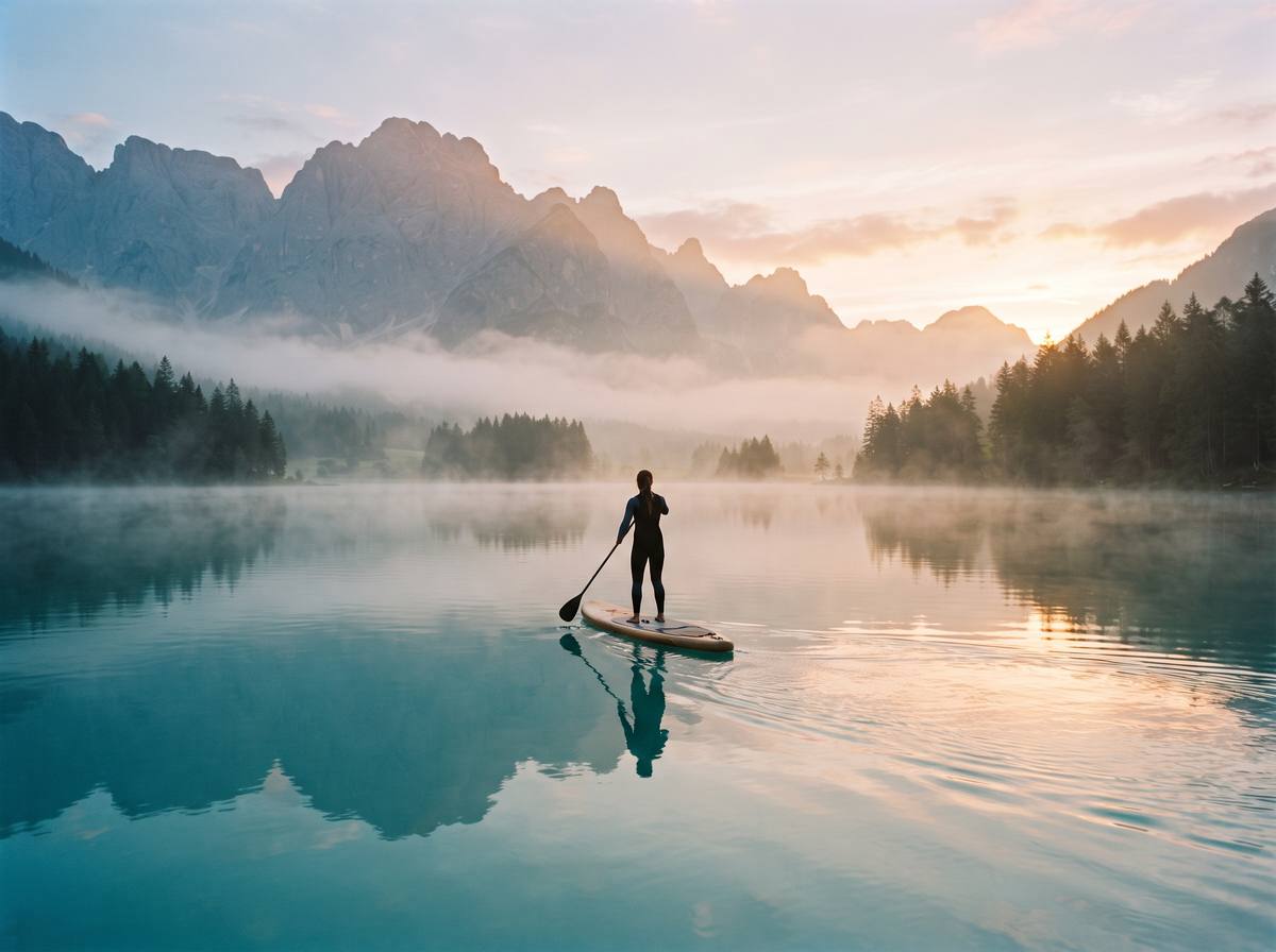 Paddle au lever du jour sur le lac d'Annecy