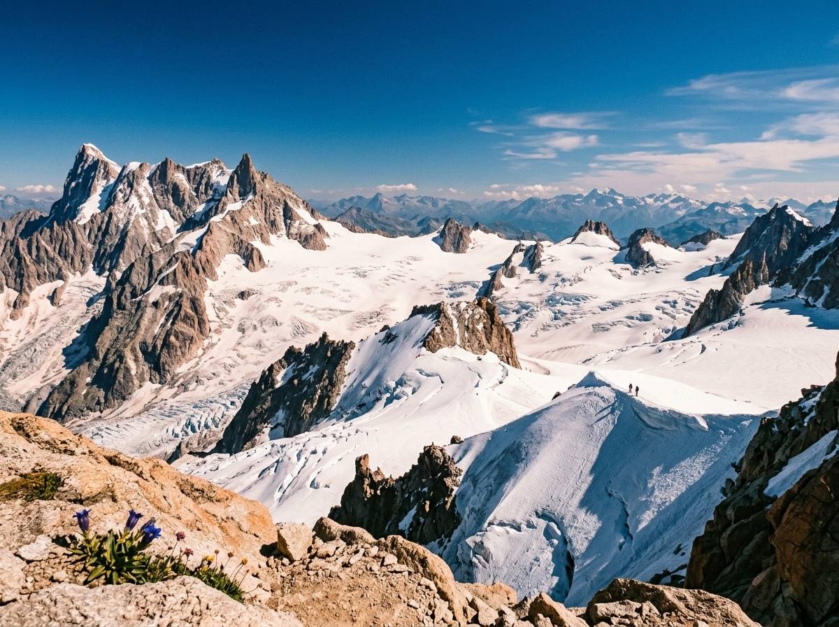 High-mountain panorama from Aiguille du Midi