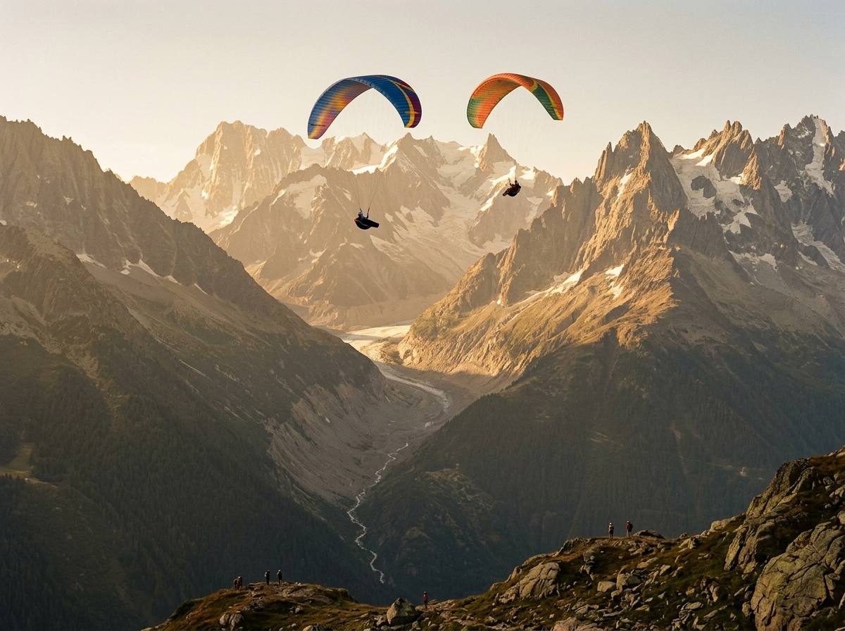 Paragliders above the Chamonix valley