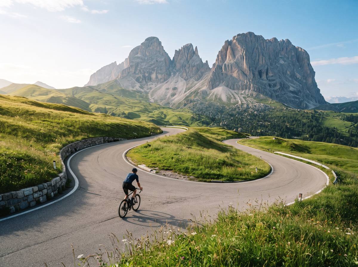 Cyclist climbing the Aravis Pass