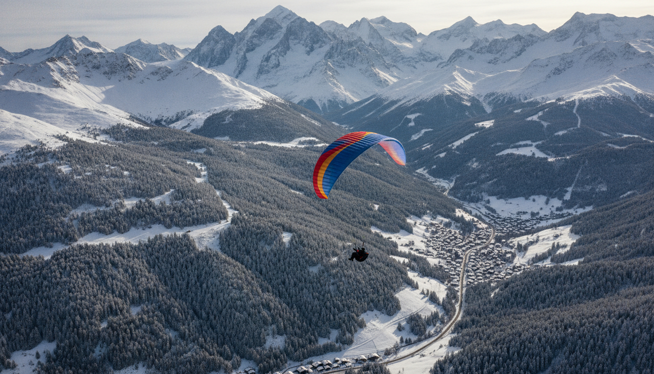 Parapente au-dessus de Megève