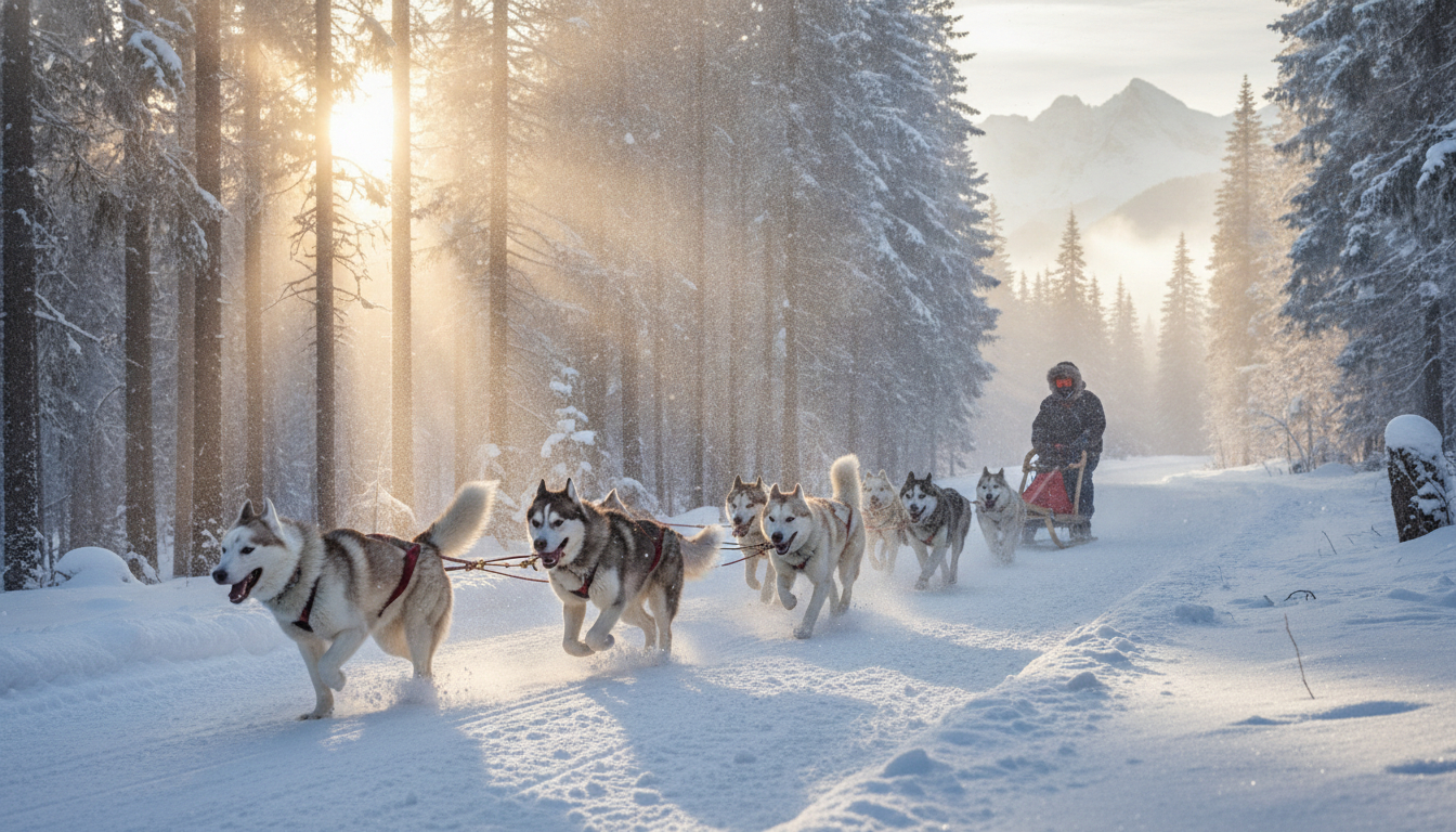 Chiens de traîneau près de Megève
