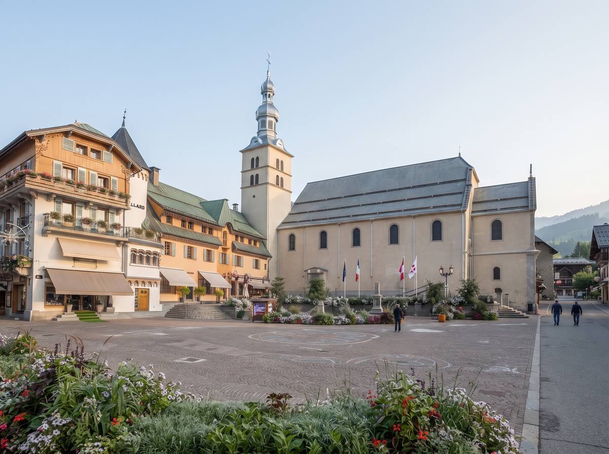 Rue fleurie de Megève en été
