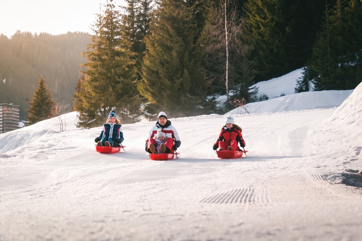 Piste de luge en forêt entre Courchevel 1850 et Courchevel Village