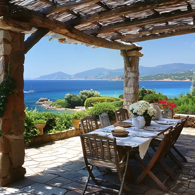 Terrace of a collection villa in Corsica